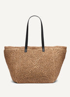 DKNY PALOMA CROCHET STRAW LOGO TOTE