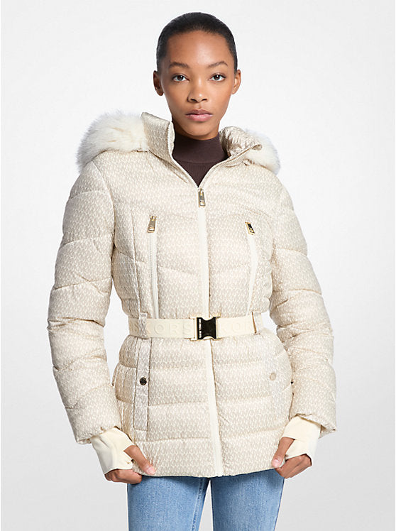 Michael kors with logo belt and fur hoodie