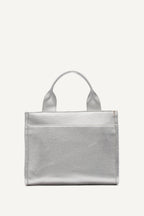 HADLEE SMALL METALLIC LOGO-EMBOSSED TOTE