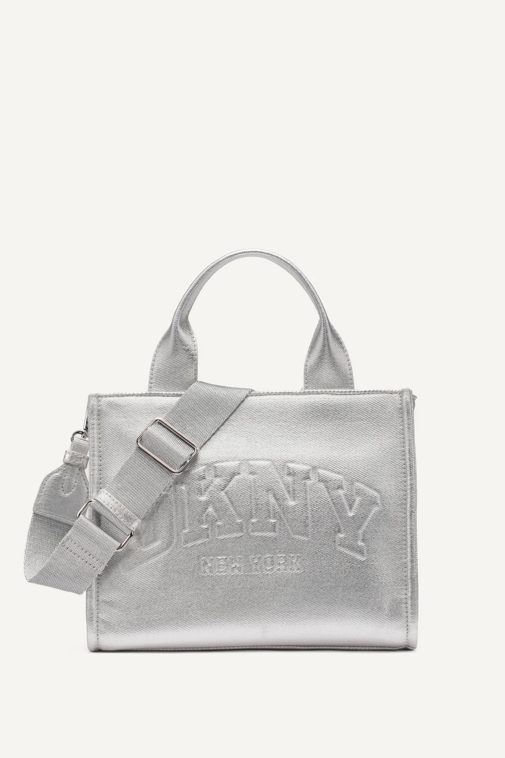 HADLEE SMALL METALLIC LOGO-EMBOSSED TOTE