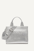 HADLEE SMALL METALLIC LOGO-EMBOSSED TOTE