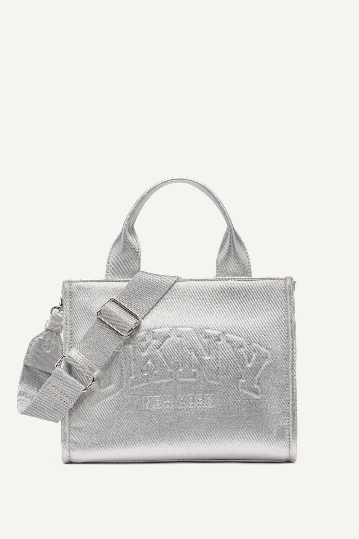 HADLEE SMALL METALLIC LOGO-EMBOSSED TOTE