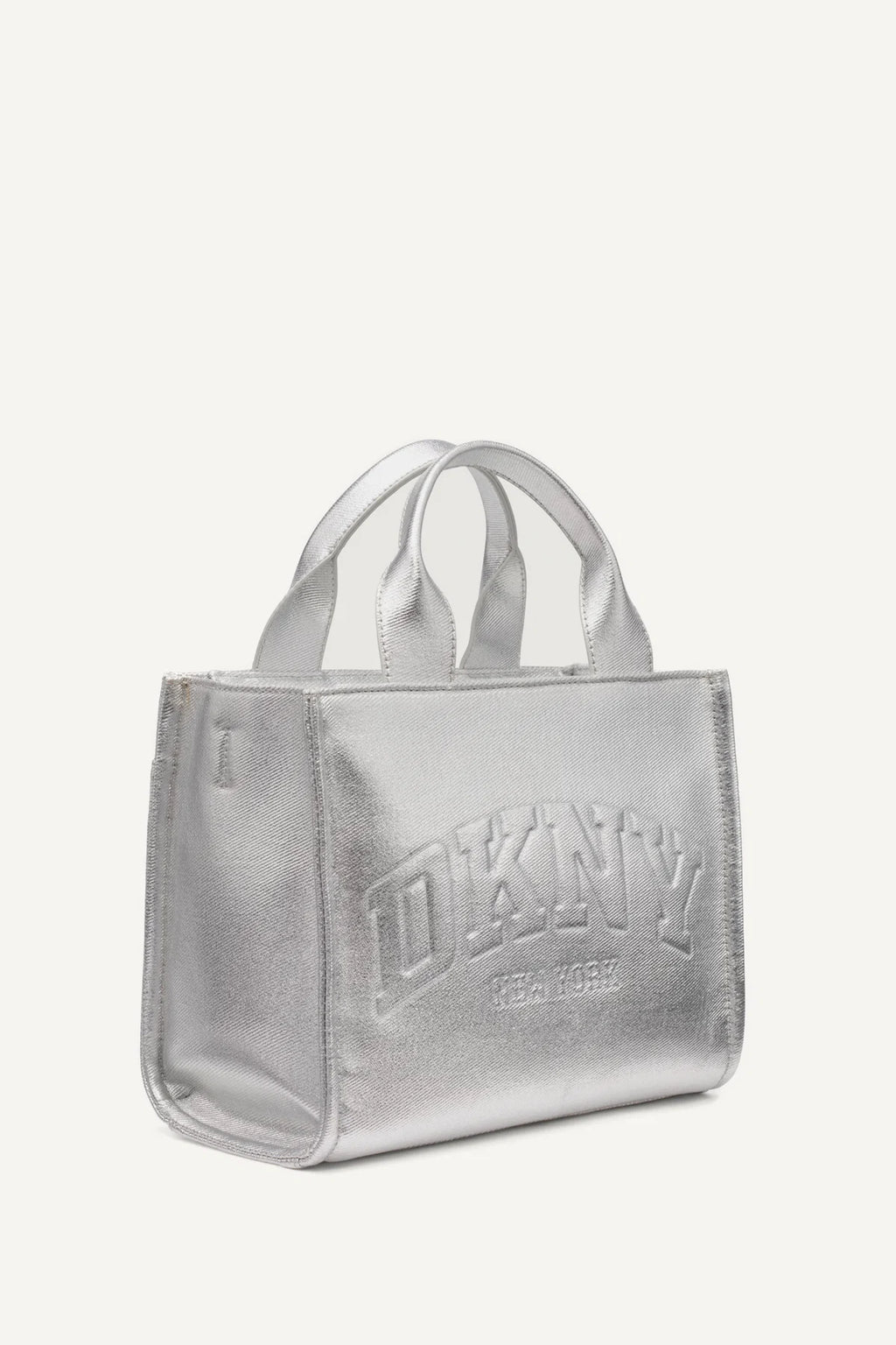 HADLEE SMALL METALLIC LOGO-EMBOSSED TOTE