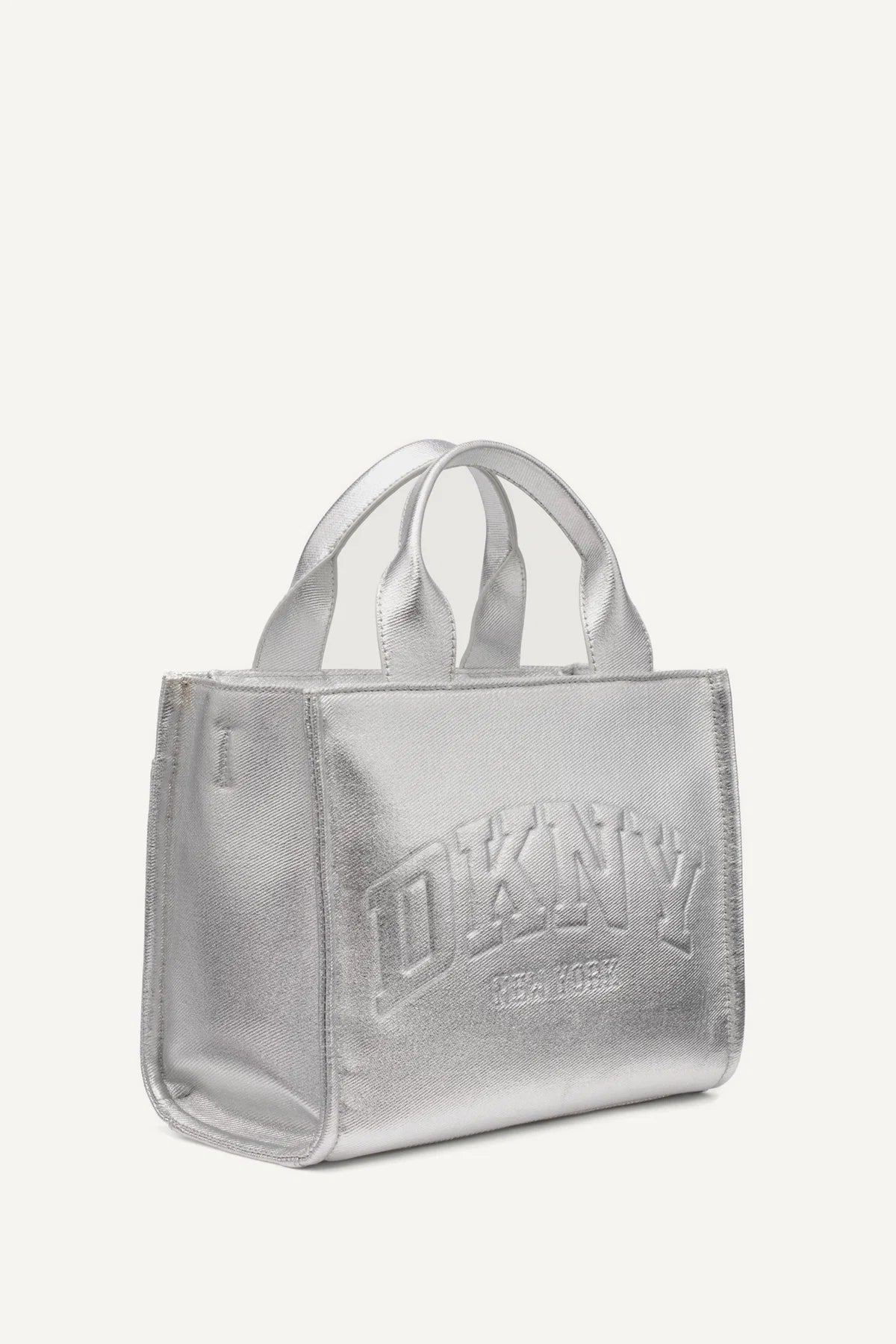 HADLEE SMALL METALLIC LOGO-EMBOSSED TOTE